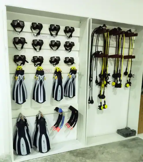 Scuba regulators and BCDs at Fins Rasdhoo Dive Center
